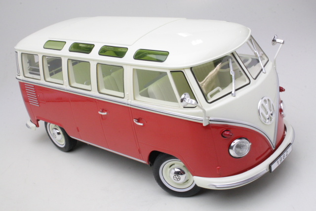 VW T1 Samba 1962, punainen/beige - Sulje napsauttamalla kuva
