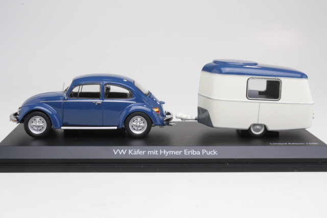 VW Kupla 1200 + Hymer Eriba Puck asuntovaunu, sininen/valkoinen