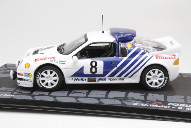 Miniature Minichamps Ford RS 200 Rallye Suède 1986, échelle 1/43, Grundel/Melander