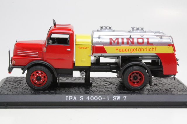 IFA S4000-1 SW 7 "Minol Tankkiauto", punainen/keltainen - Sulje napsauttamalla kuva