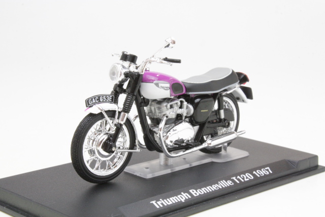 Triumph Bonneville T120 1967, pinkki/musta - Sulje napsauttamalla kuva