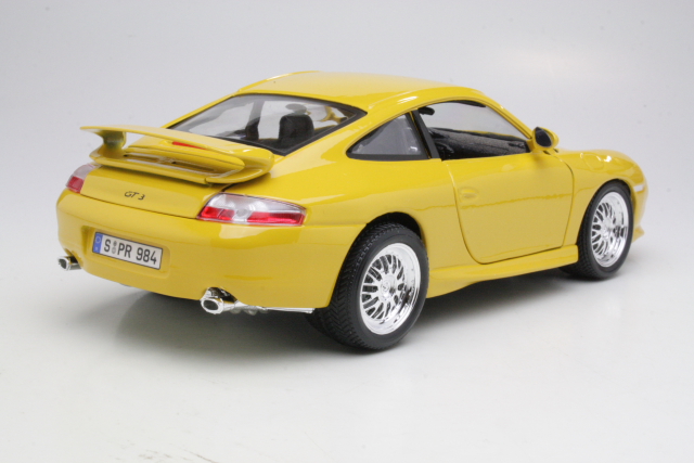 Porsche 911 GT3 1997, keltainen - Sulje napsauttamalla kuva