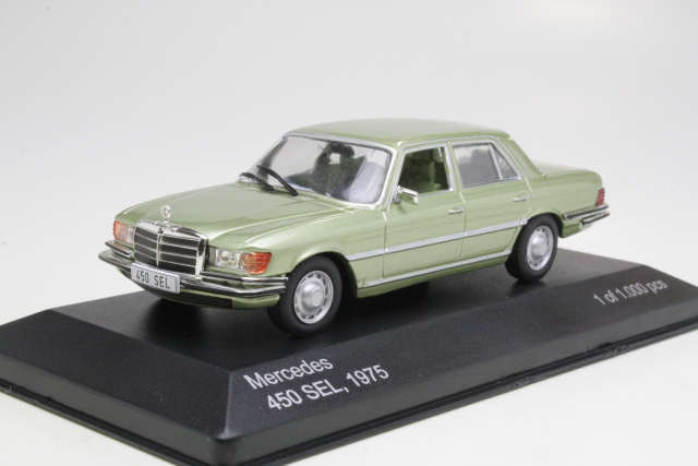 Mercedes 450 SEL (W116) 1975, vaaleanvihreä - Sulje napsauttamalla kuva