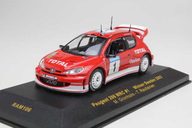 Peugeot 206 WRC, 1st. Sweden 2003, M.Gronholm, no.1 - Sulje napsauttamalla kuva