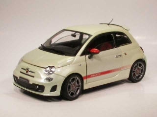 Fiat 500 Abarth 2008, valkoinen 1:18 - Sulje napsauttamalla kuva