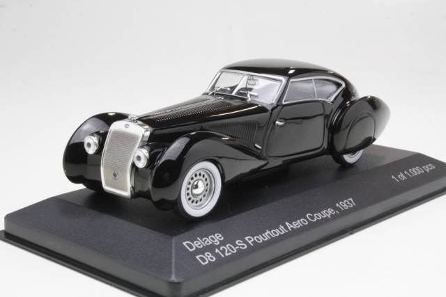 Delage D8 120-S Pourtout Aero Coupe 1937, musta - Sulje napsauttamalla kuva