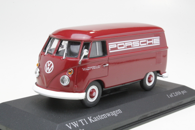 VW T1 1963 "Porsche", tummanpunainen - Sulje napsauttamalla kuva