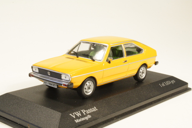 VW Passat 1975, keltainen - Sulje napsauttamalla kuva