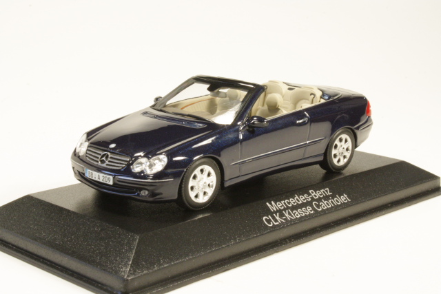 Mercedes CLK Cabriolet, tummansininen - Sulje napsauttamalla kuva