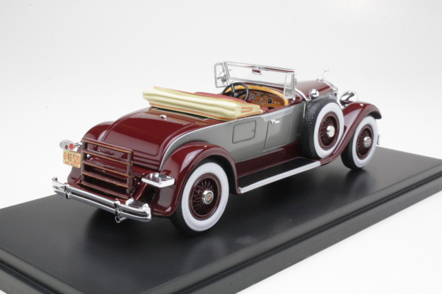 Packard 640 Custom Eight Roadster 1929, tummanpunainen/harmaa - Sulje napsauttamalla kuva