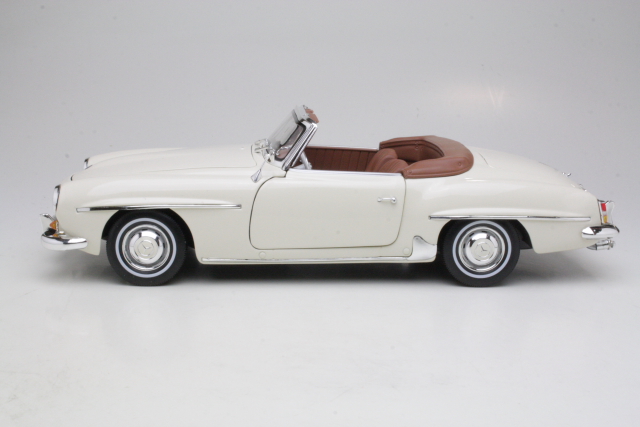 Mercedes 190SL (w121) 1957, kermanvalkoinen - Sulje napsauttamalla kuva