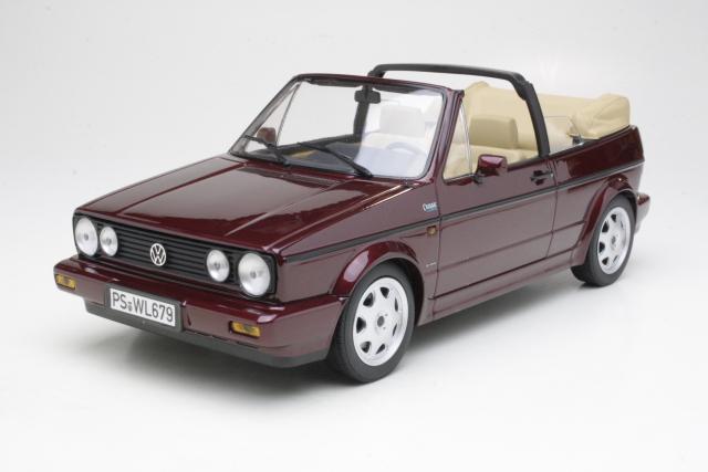 VW Golf 1 Cabriolet Classic Line 1992, tummanpunainen - Sulje napsauttamalla kuva