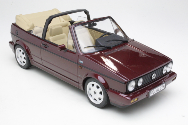 VW Golf 1 Cabriolet Classic Line 1992, tummanpunainen - Sulje napsauttamalla kuva