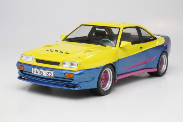 Opel Manta B Mattig 1991, keltainen/sininen - Sulje napsauttamalla kuva