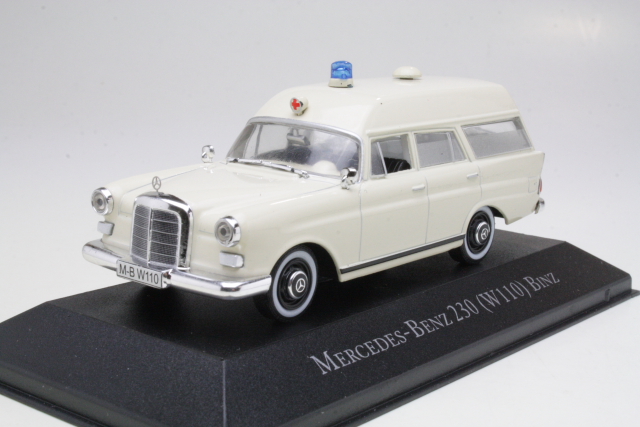 Mercedes 230 (w110) Ambulance 1966, kermanvalkoinen - Sulje napsauttamalla kuva