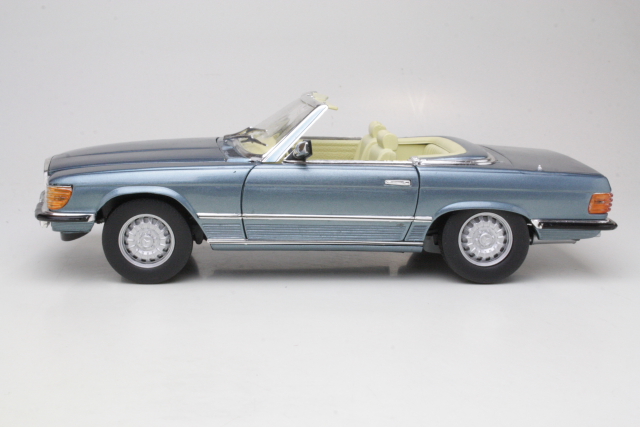 Mercedes 350SL Open Convertible 1977, sininen - Sulje napsauttamalla kuva