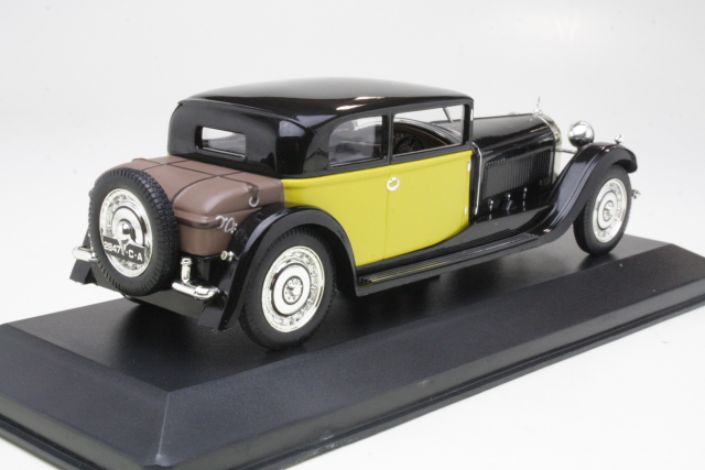 Bugatti 41 Royale Coach (Weymann) 1929, musta/keltainen - Sulje napsauttamalla kuva