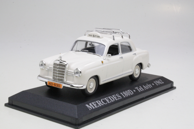 Mercedes 180D (w120) Ponton 1962, valkoinen " Taxi Tel Aviv" - Sulje napsauttamalla kuva