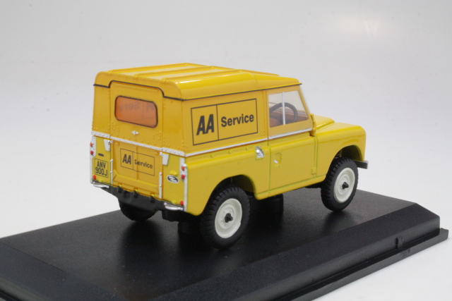 Land Rover Series 3 SWB Hard Top, keltainen "AA Service" - Sulje napsauttamalla kuva