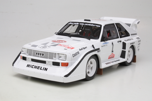 Audi Sport Quattro S1, 1st. Olympus 1985, H.Mikkola, no.1 - Click Image to Close