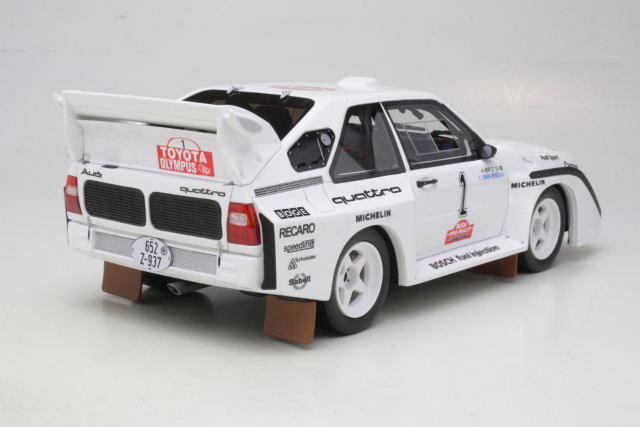 Audi Sport Quattro S1, 1st. Olympus 1985, H.Mikkola, no.1 - Click Image to Close