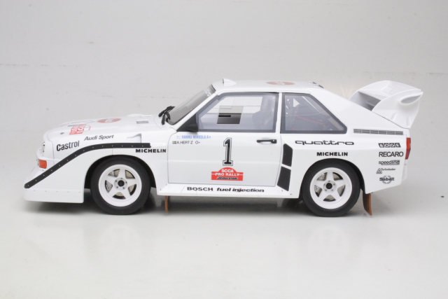 Audi Sport Quattro S1, 1st. Olympus 1985, H.Mikkola, no.1 - Click Image to Close