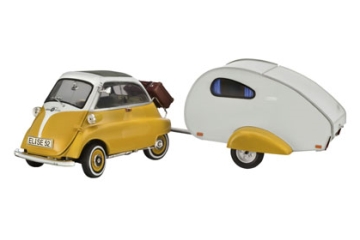 BMW Isetta + Campingtrailer, white/yellow