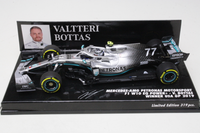 Mercedes AMG W10, 1st. USA GP 2019, V.Bottas, no.77 - Sulje napsauttamalla kuva