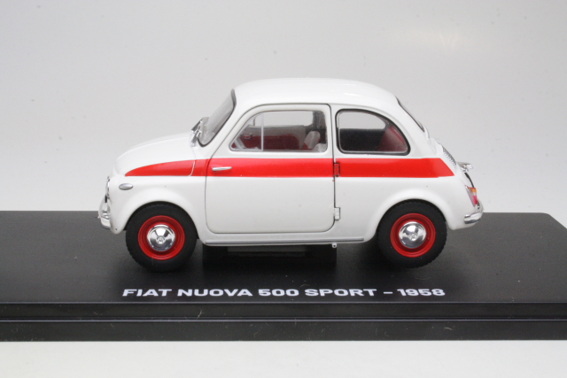 Fiat Nuova 500 Sport 1958, valkoinen/punainen - Sulje napsauttamalla kuva