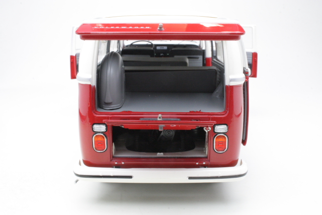 VW T2a Minibus 1967, punainen/valkoinen - Sulje napsauttamalla kuva