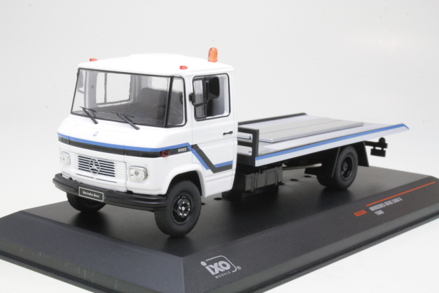 Mercedes L608D 1980, valkoinen "autonkuljetusauto"