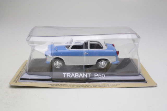 Trabant P50 1958, sininen/valkoinen - Sulje napsauttamalla kuva