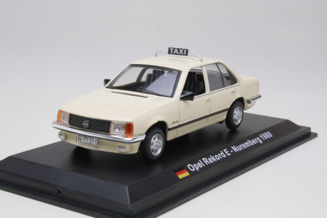 Opel Rekord E 1980, valkoinen "Taxi Nuremberg" - Sulje napsauttamalla kuva
