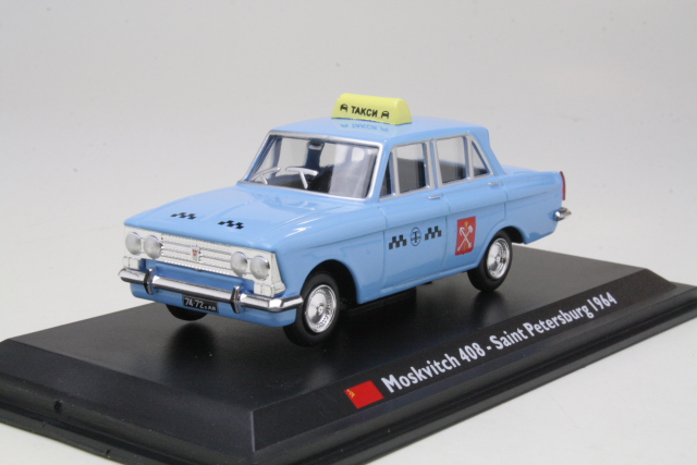 Moskvitch 408 1964, sininen "Taxi Moscow" - Sulje napsauttamalla kuva