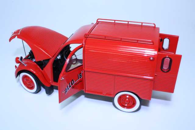 Citroen 2CV Fourgonnette 1955, "Allo...18" Pompiers, red
