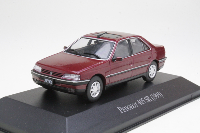 Peugeot 405 SR 1993, tummanpunainen - Sulje napsauttamalla kuva