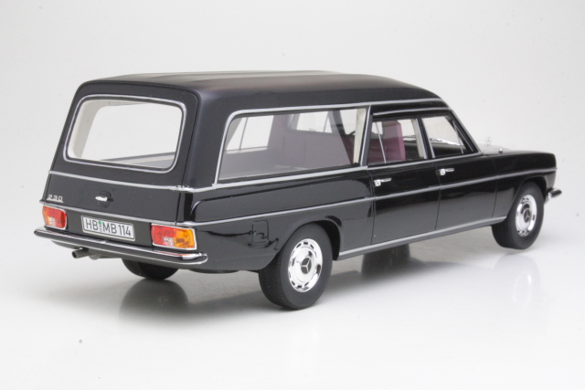 Mercedes 230 (w114) Pollman 1972, musta "Ruumisauto" - Sulje napsauttamalla kuva