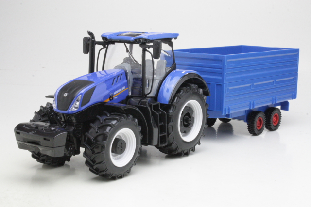 New Holland T7.HD 2016 + Perävaunu, sininen - Sulje napsauttamalla kuva