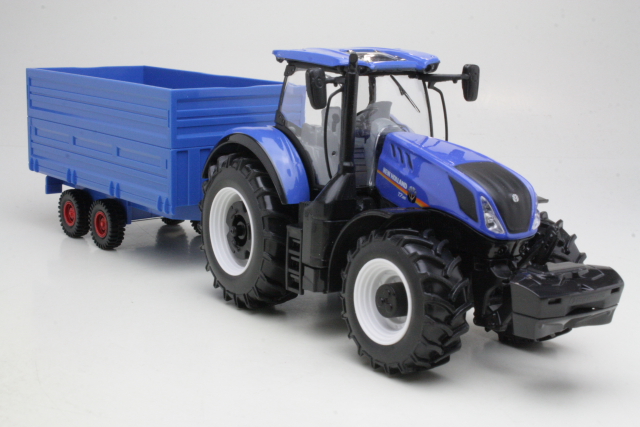 New Holland T7.HD 2016 + Perävaunu, sininen - Sulje napsauttamalla kuva