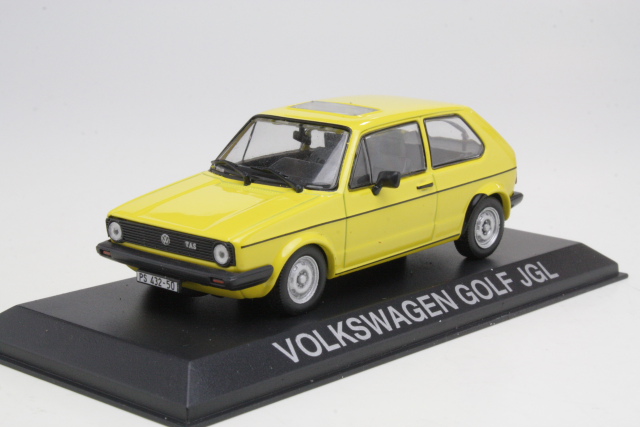 VW Golf 1 JGL 1977, keltainen - Sulje napsauttamalla kuva