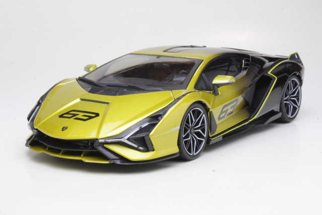 Lamborghini Sian FKP37 2020, keltainen, no.63 - Sulje napsauttamalla kuva