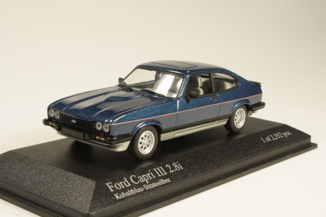 Ford Capri Mk3 1982, sininen/hopea - Sulje napsauttamalla kuva