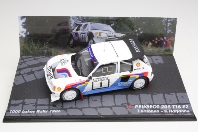 Peugeot 205 T16 E2, 1st. Finland 1986, T.Salonen, no.1 - Sulje napsauttamalla kuva