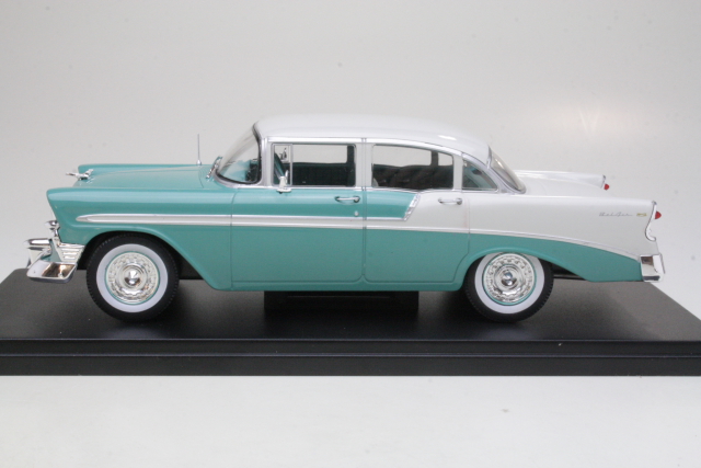 Chevrolet Bel Air Sedan 1956, vihreä/valkoinen - Sulje napsauttamalla kuva