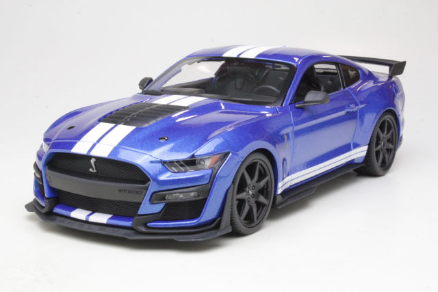 Ford Mustang Shelby GT500 2020, sininen/valkoinen - Sulje napsauttamalla kuva