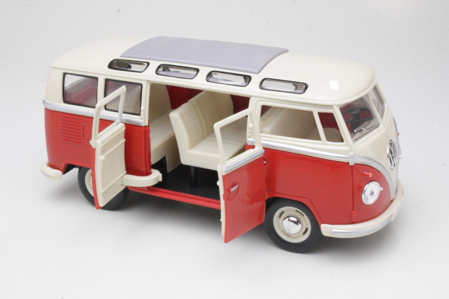 VW Samba Bus 1962, red/white