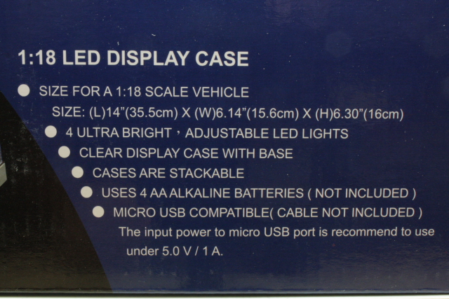 Plastic Showcase 1:18 with LED-lights