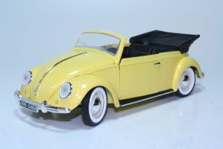 VW Kupla Cabriolet, keltainen - Sulje napsauttamalla kuva