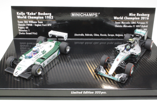2 Car Set. Williams FW08 1982, Keke / Mercedes W07 2016, Nico - Sulje napsauttamalla kuva