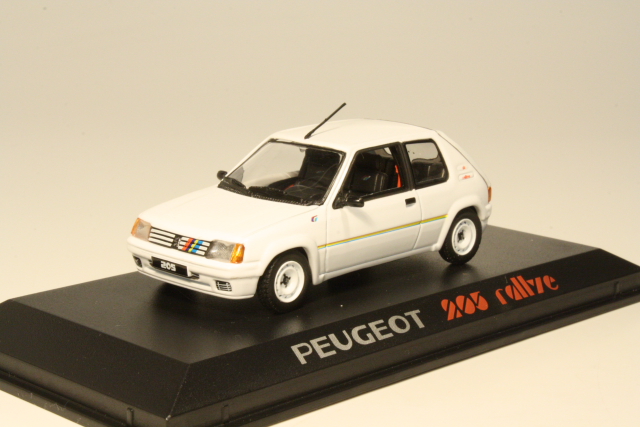 Peugeot 205 Rallye 1988, valkoinen - Sulje napsauttamalla kuva